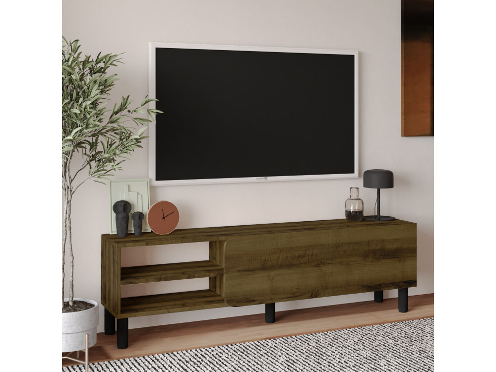 Soporte de TV de madera "River" - 150 x 31,4 x 48,2 cm - Nogal antiguo