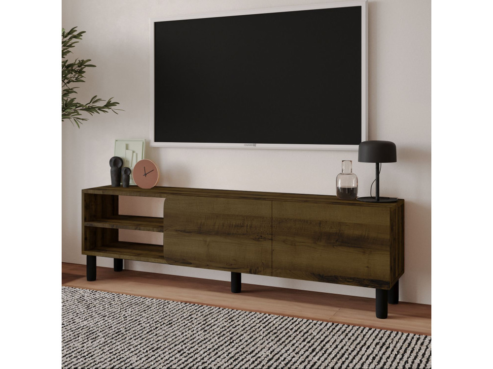 Soporte de TV de madera "River" - 150 x 31,4 x 48,2 cm - Nogal antiguo