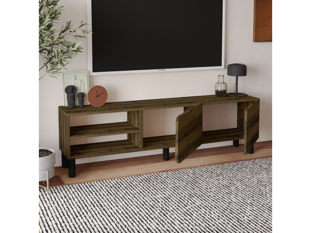 Soporte de TV de madera "River" - 150 x 31,4 x 48,2 cm - Nogal antiguo