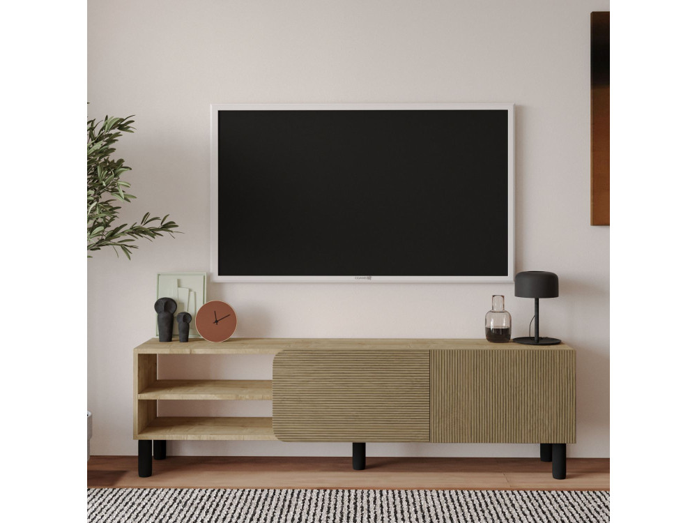 Soporte de TV de madera "River" - 150 x 31 x 48 cm - Beige