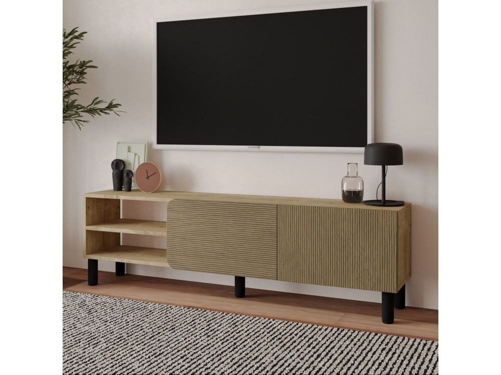 Soporte de TV de madera "River" - 150 x 31 x 48 cm - Beige
