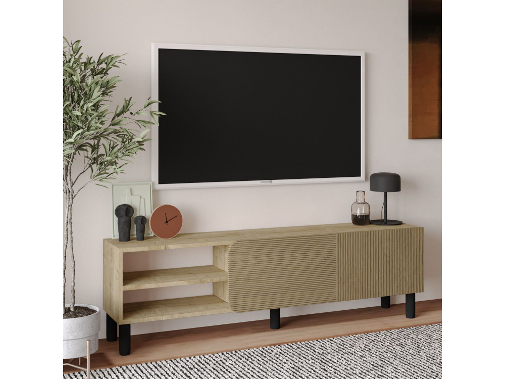 Soporte de TV de madera "River" - 150 x 31 x 48 cm - Beige