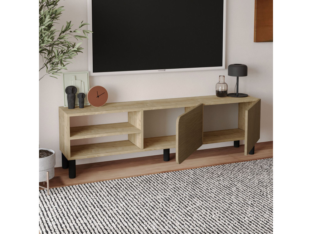 Soporte de TV de madera "River" - 150 x 31 x 48 cm - Beige