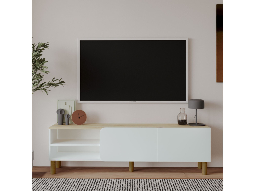 Soporte de TV de madera "River" - 150 x 31 x 48 cm - Blanco