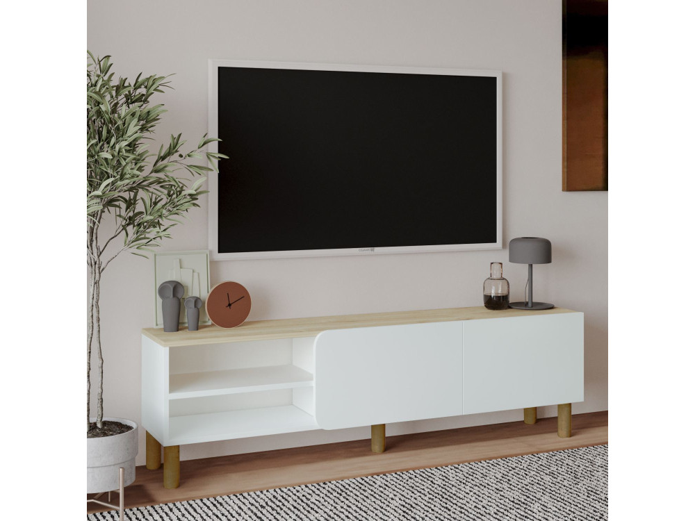 Soporte de TV de madera "River" - 150 x 31 x 48 cm - Blanco