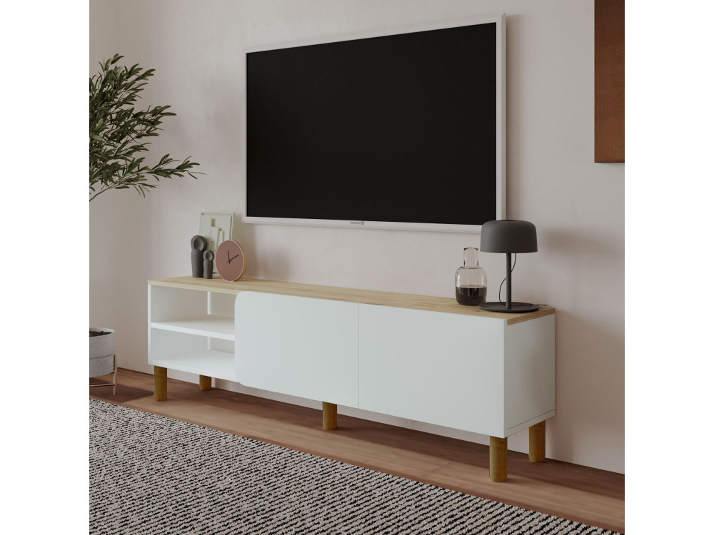 Soporte de TV de madera "River" - 150 x 31 x 48 cm - Blanco