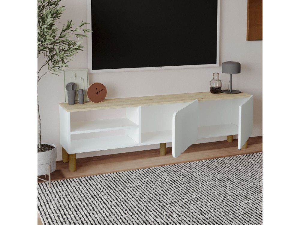 Soporte de TV de madera "River" - 150 x 31 x 48 cm - Blanco