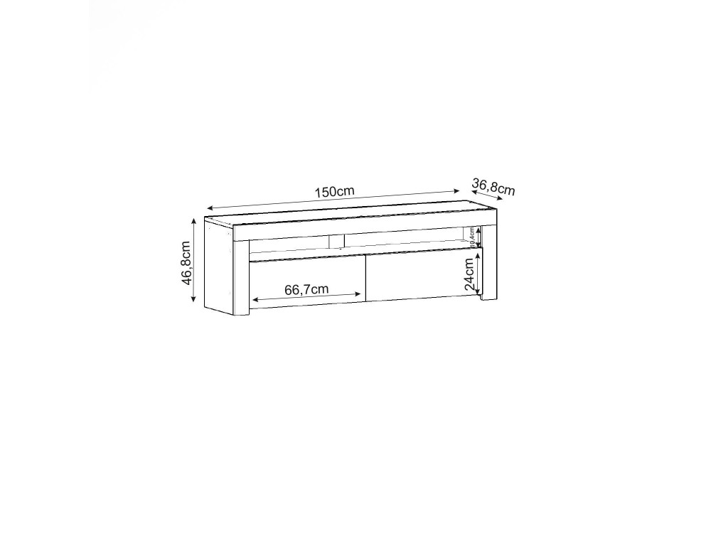 Soporte de TV de madera "Bati" - 150 x 36 x 46 cm - Gris antracita
