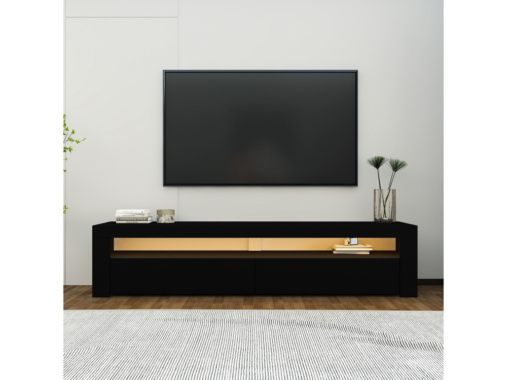 Soporte de TV de madera "Bati" - 150 x 36 x 46 cm - Negro