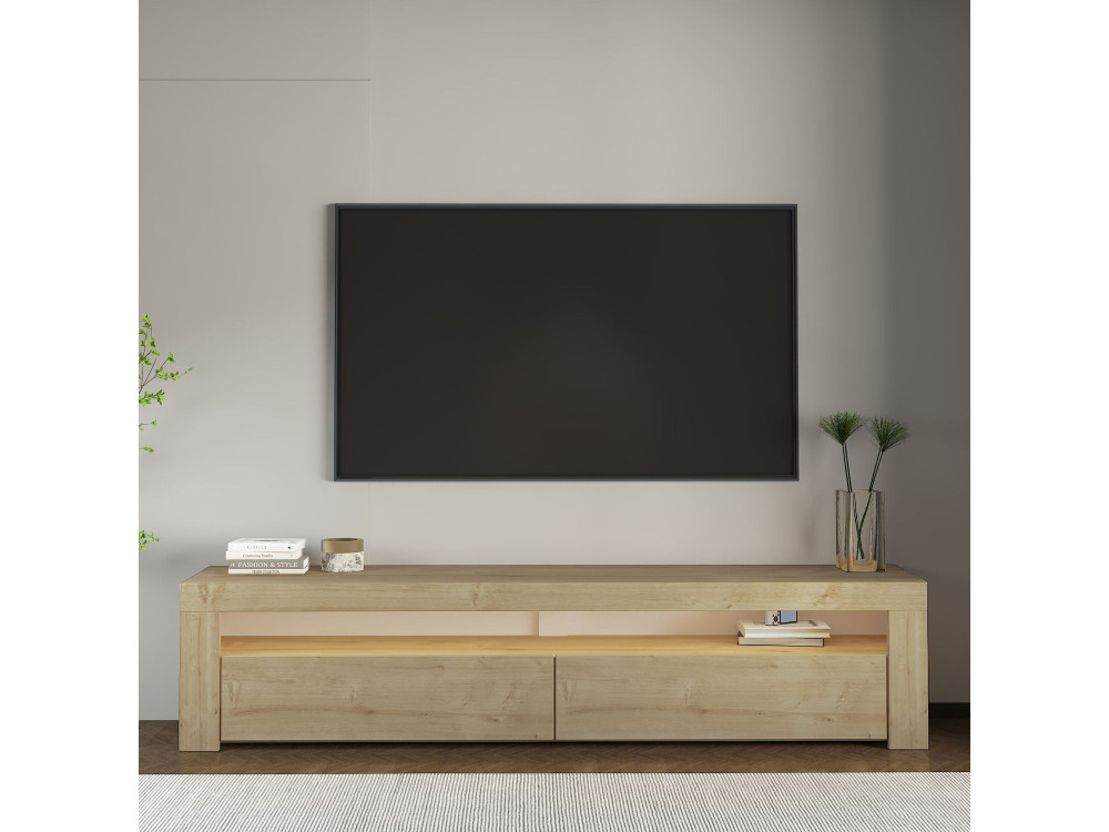 Soporte de TV de madera "Bati" - 150 x 36 x 46 cm - Beige