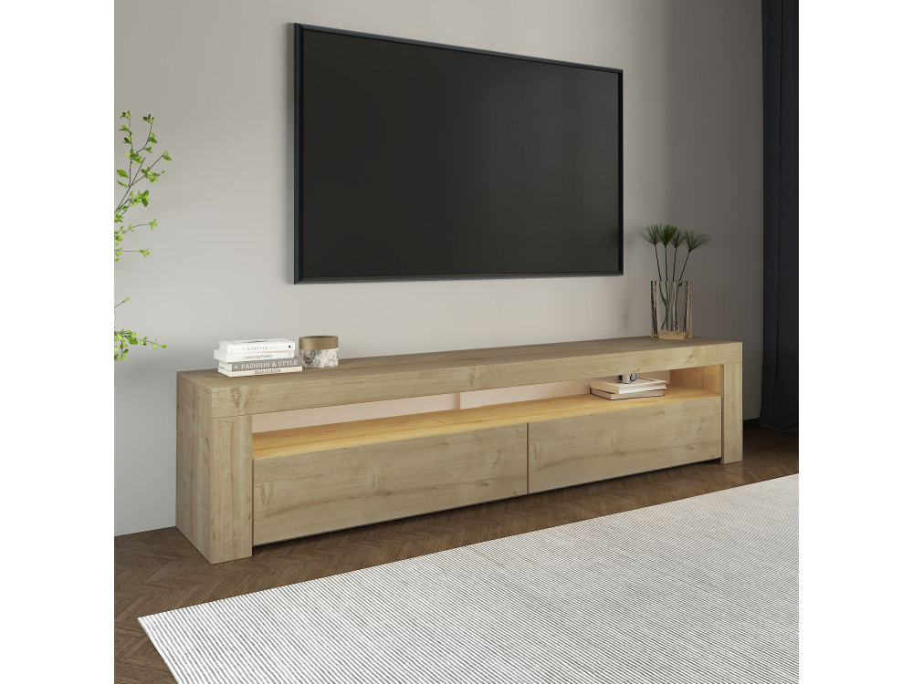 Soporte de TV de madera "Bati" - 150 x 36 x 46 cm - Beige
