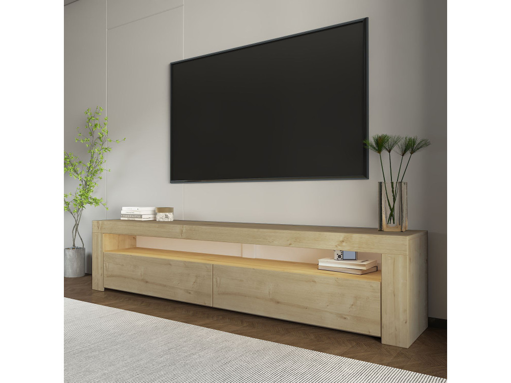 Soporte de TV de madera "Bati" - 150 x 36 x 46 cm - Beige