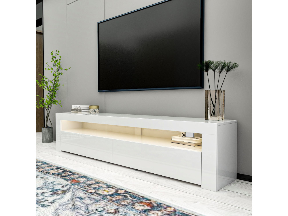 Soporte de TV de madera "Bati" - 150 x 36 x 46 cm - Blanco