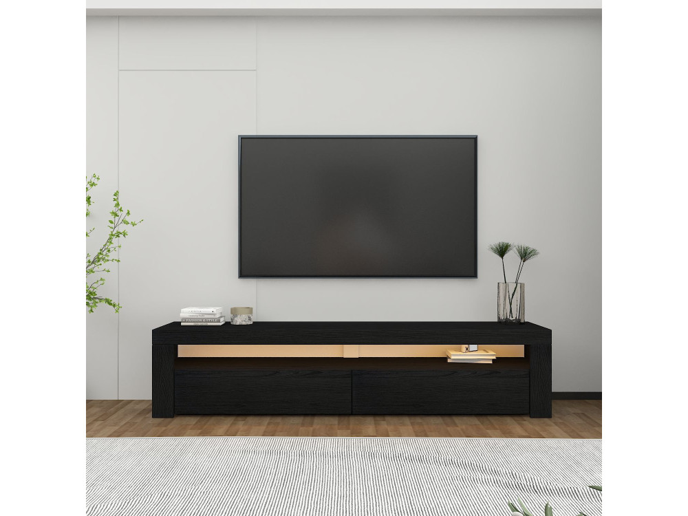 Soporte de TV de madera "Bati" - 150 x 36 x 46 cm - Negro