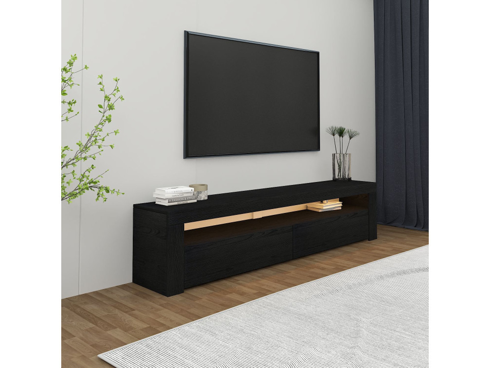 Soporte de TV de madera "Bati" - 150 x 36 x 46 cm - Negro