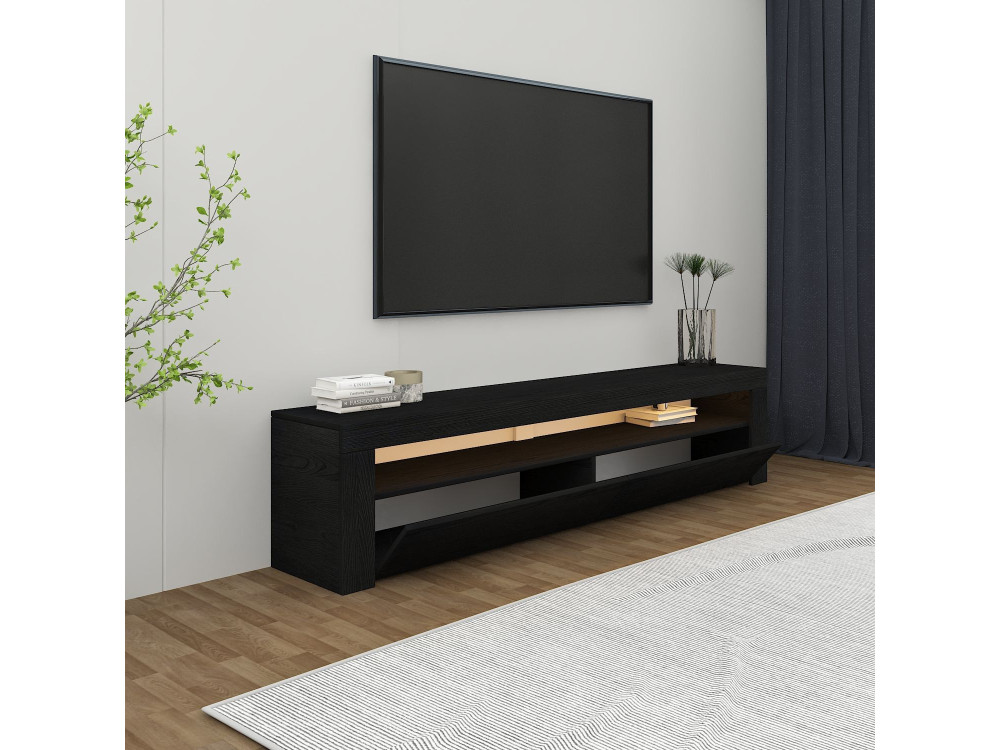 Soporte de TV de madera "Bati" - 150 x 36 x 46 cm - Negro