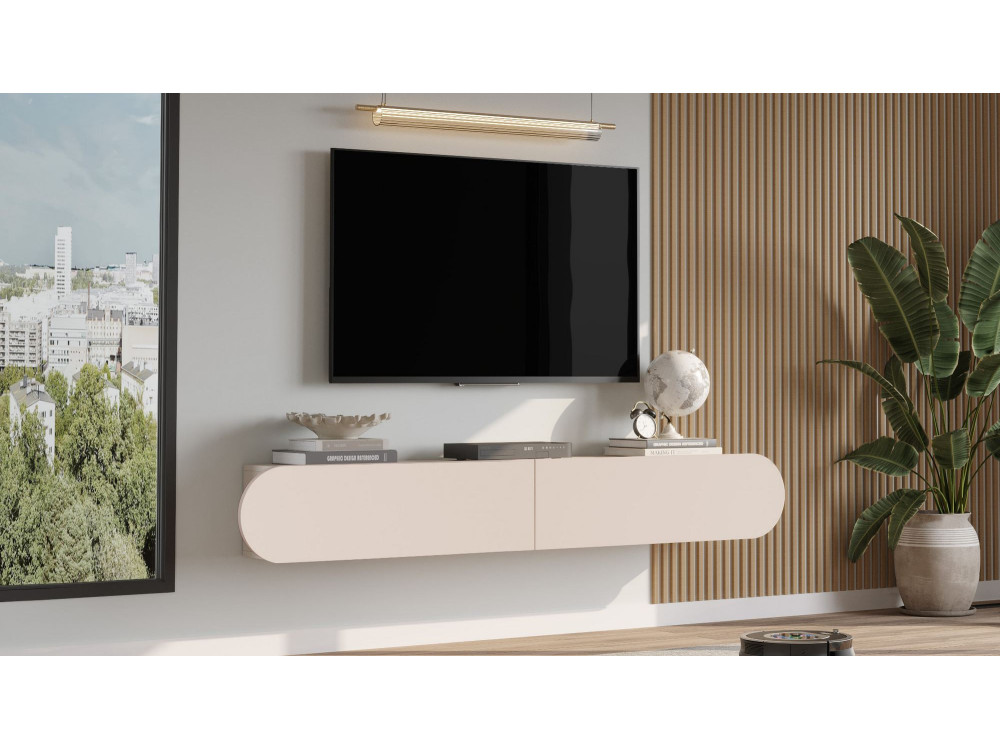 Soporte de TV de madera "LUM1" - 180 x 31 x 29 cm - Crema