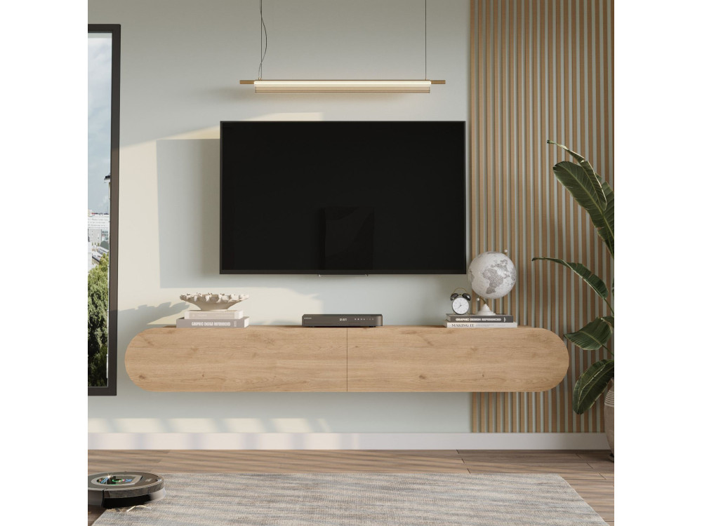 Soporte de TV de madera "LUM1" - 180 x 31 x 29 cm - Beige