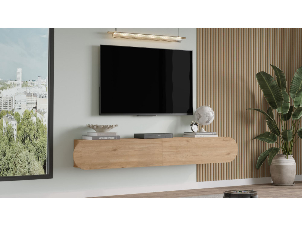 Soporte de TV de madera "LUM1" - 180 x 31 x 29 cm - Beige