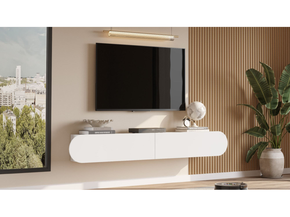 Soporte de TV de madera "LUM1" - 180 x 31 x 29 cm - Blanco
