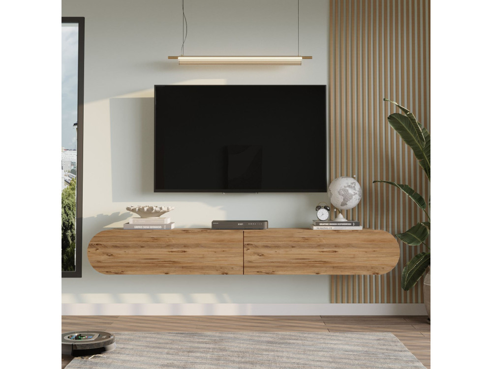 Soporte de TV de madera "LUM1" - 180 x 31 x 29 cm - Marrón