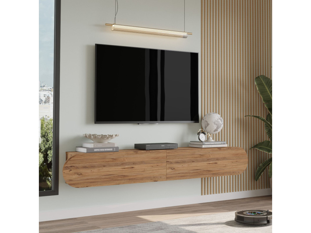 Soporte de TV de madera "LUM1" - 180 x 31 x 29 cm - Marrón