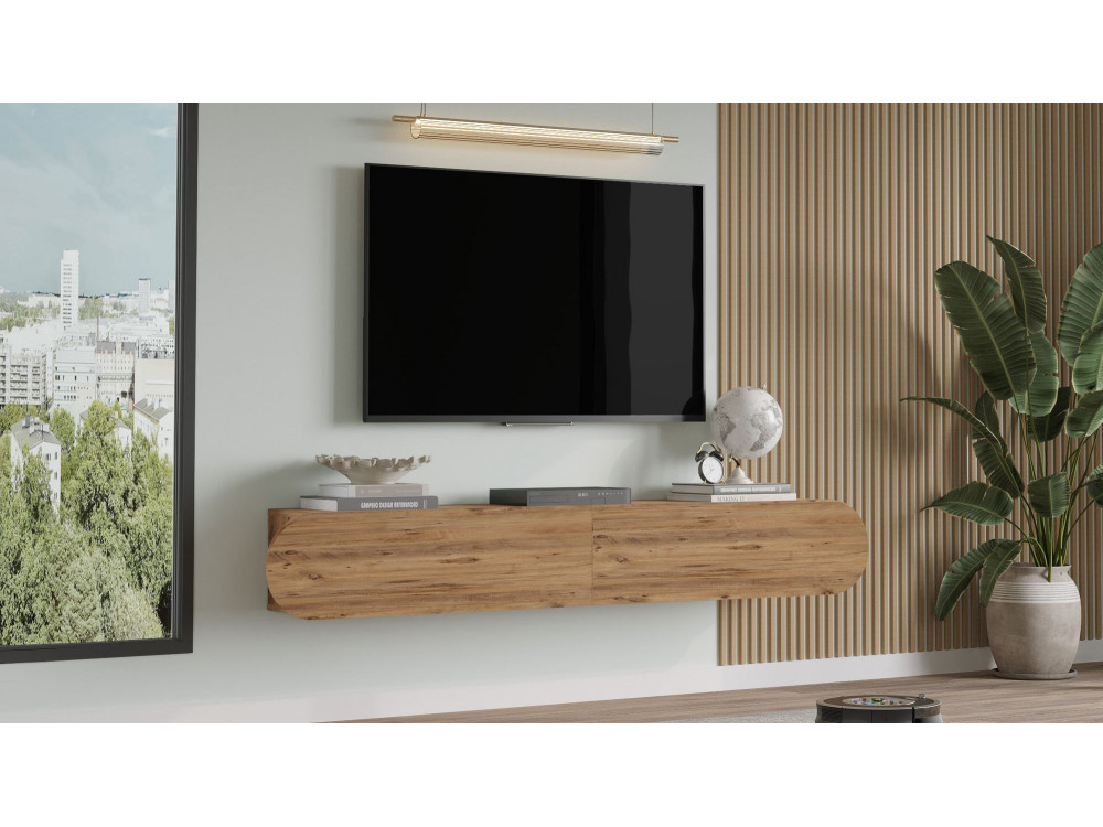 Soporte de TV de madera "LUM1" - 180 x 31 x 29 cm - Marrón