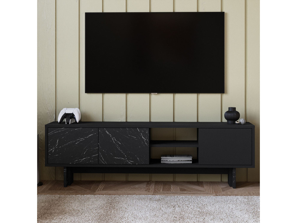 Soporte de TV de madera "Ravello" - 150 x 30 x 45 cm - Negro