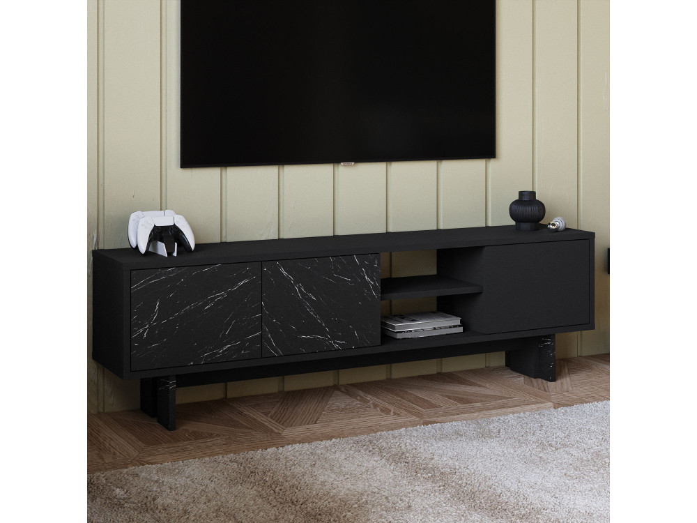 Soporte de TV de madera "Ravello" - 150 x 30 x 45 cm - Negro
