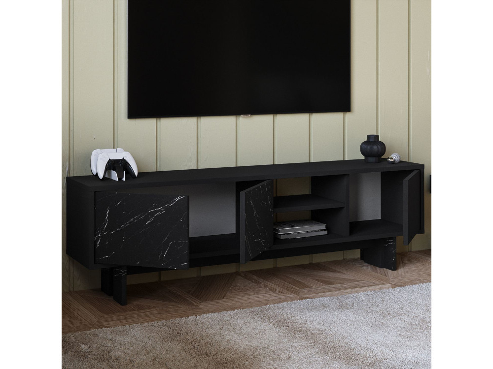 Soporte de TV de madera "Ravello" - 150 x 30 x 45 cm - Negro