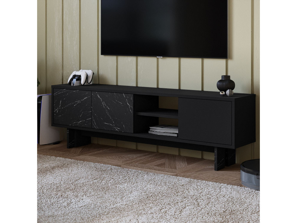 Soporte de TV de madera "Ravello" - 150 x 30 x 45 cm - Negro