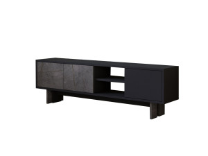 Mueble TV de madera "Ravello" - 150 x 30 x 45 cm - Gris antracita