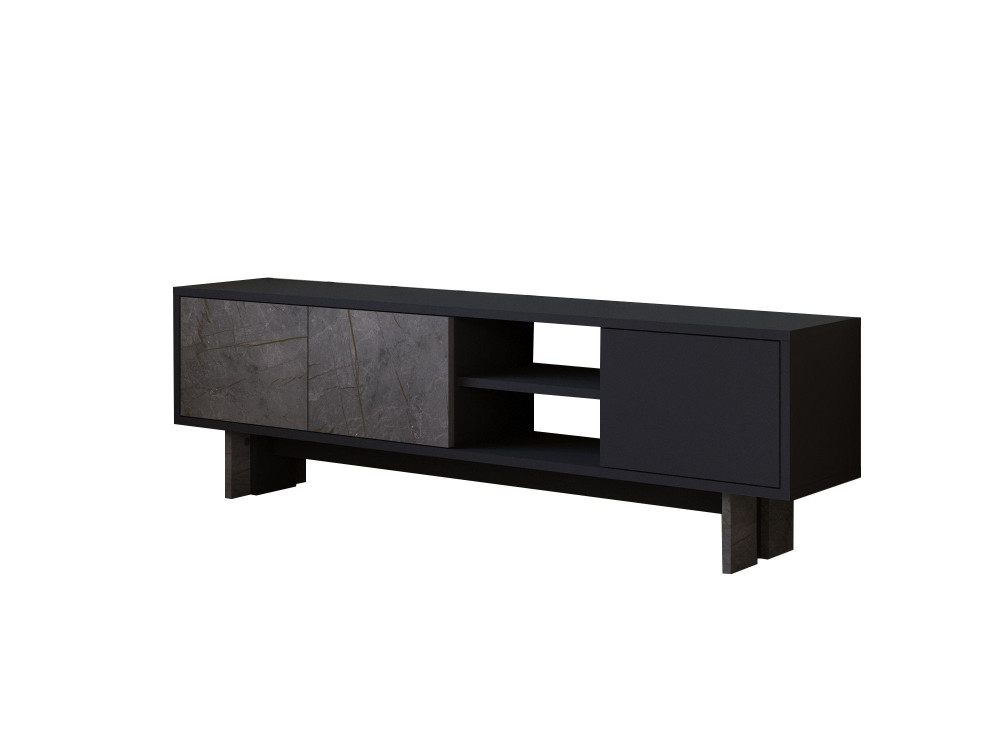 Mueble TV de madera "Ravello" - 150 x 30 x 45 cm - Gris antracita