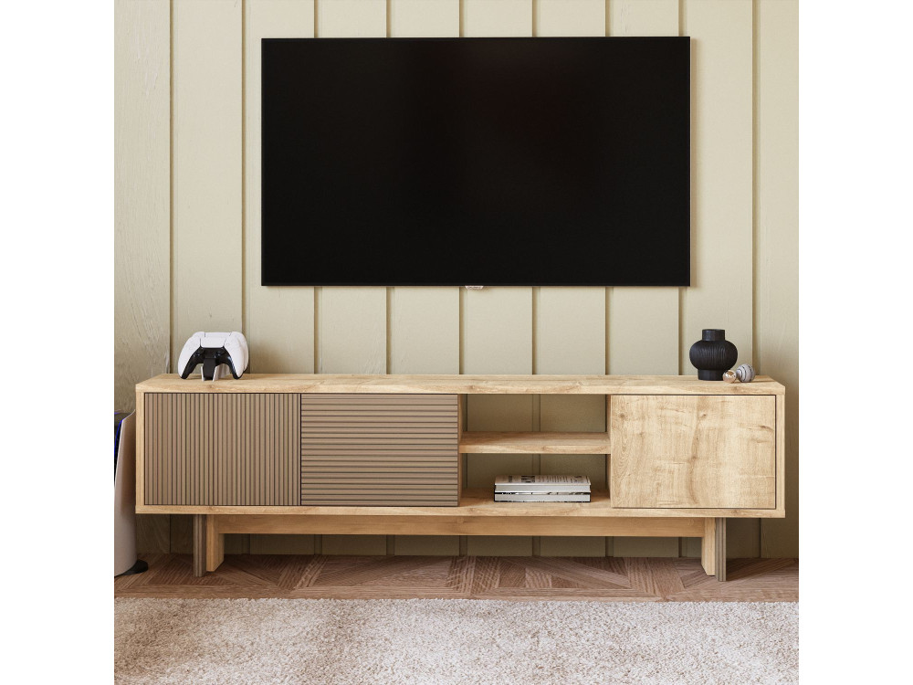 Soporte de TV de madera "Ravello" - 150 x 30 x 45 cm - Beige
