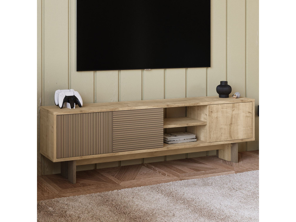 Soporte de TV de madera "Ravello" - 150 x 30 x 45 cm - Beige