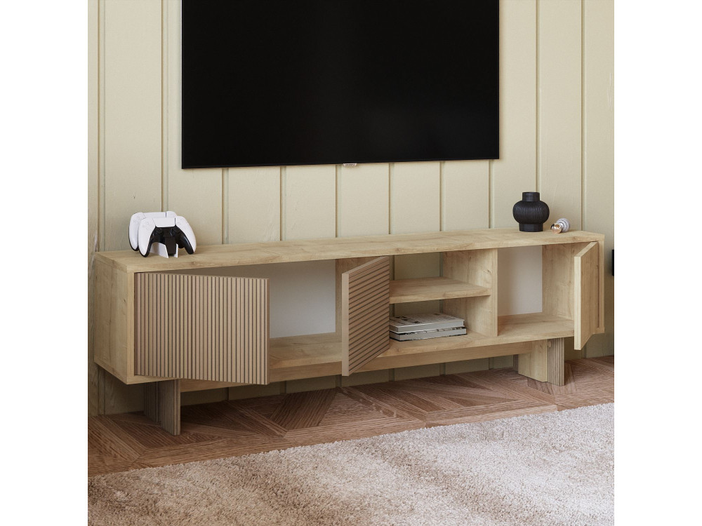 Soporte de TV de madera "Ravello" - 150 x 30 x 45 cm - Beige