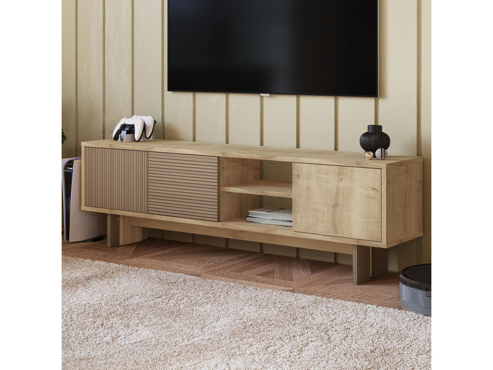 Soporte de TV de madera "Ravello" - 150 x 30 x 45 cm - Beige