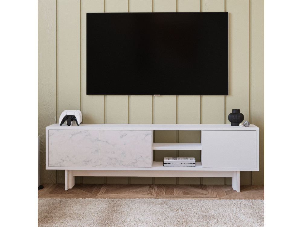 Soporte de TV de madera "Ravello" - 150 x 30 x 45 cm - Blanco