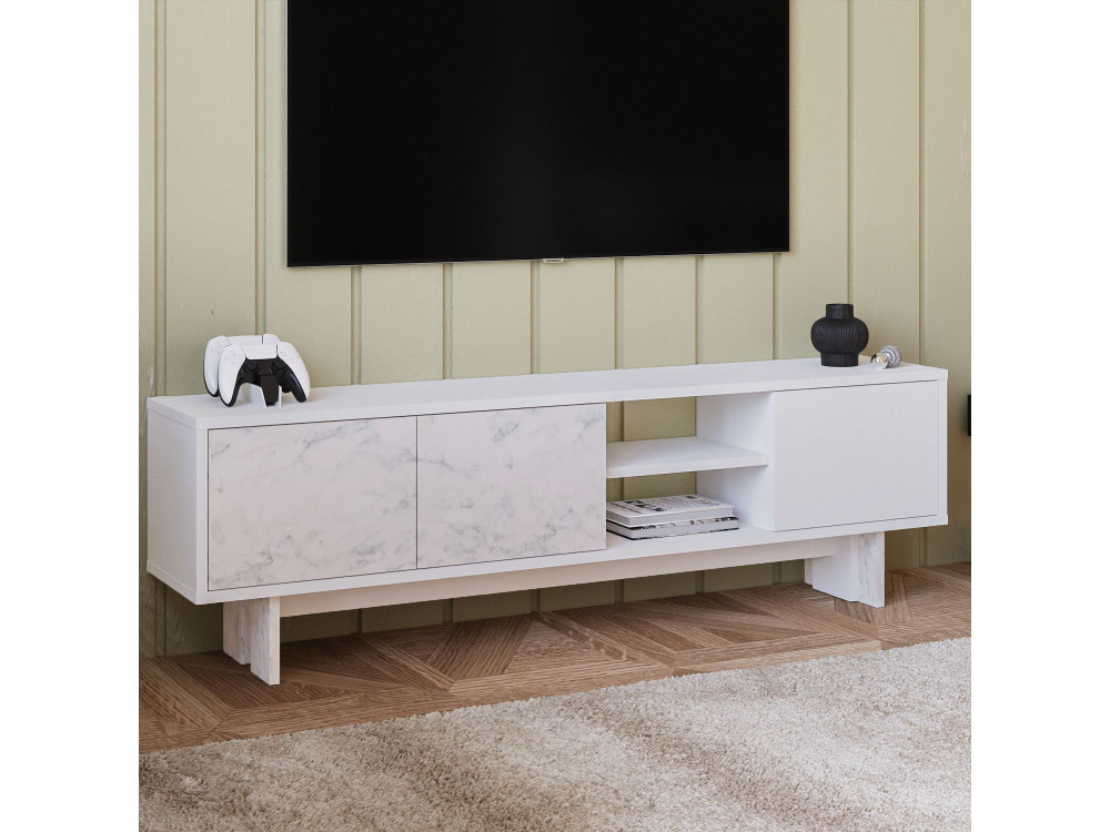 Soporte de TV de madera "Ravello" - 150 x 30 x 45 cm - Blanco