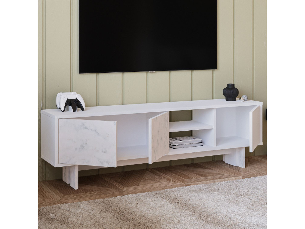 Soporte de TV de madera "Ravello" - 150 x 30 x 45 cm - Blanco