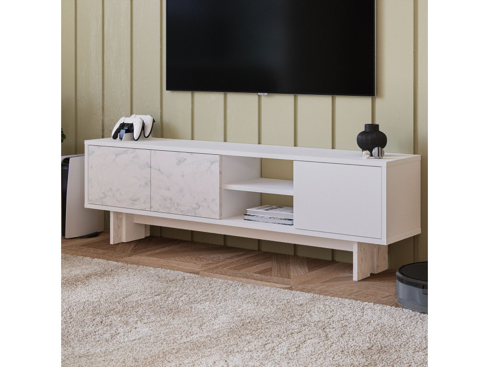 Soporte de TV de madera "Ravello" - 150 x 30 x 45 cm - Blanco