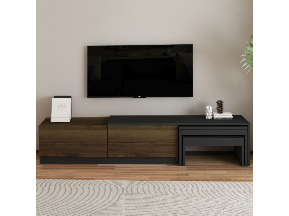 Soporte de TV de madera "Nest" - 180 x 30 x 36 cm - Marrón