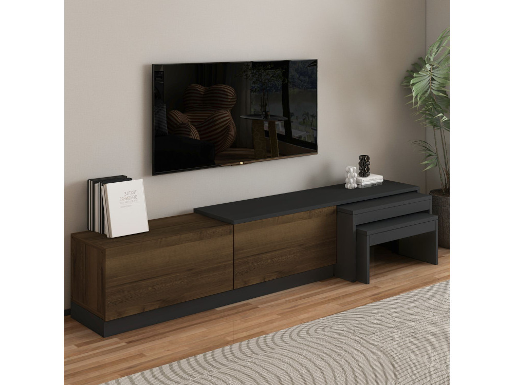 Soporte de TV de madera "Nest" - 180 x 30 x 36 cm - Marrón