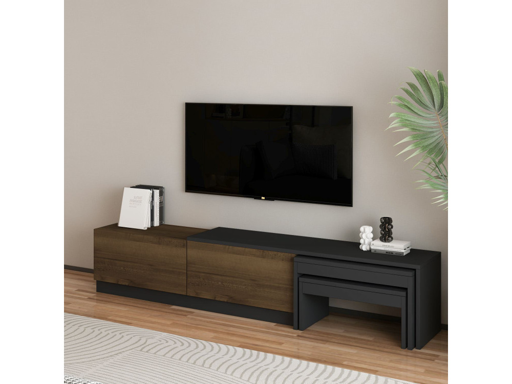 Soporte de TV de madera "Nest" - 180 x 30 x 36 cm - Marrón