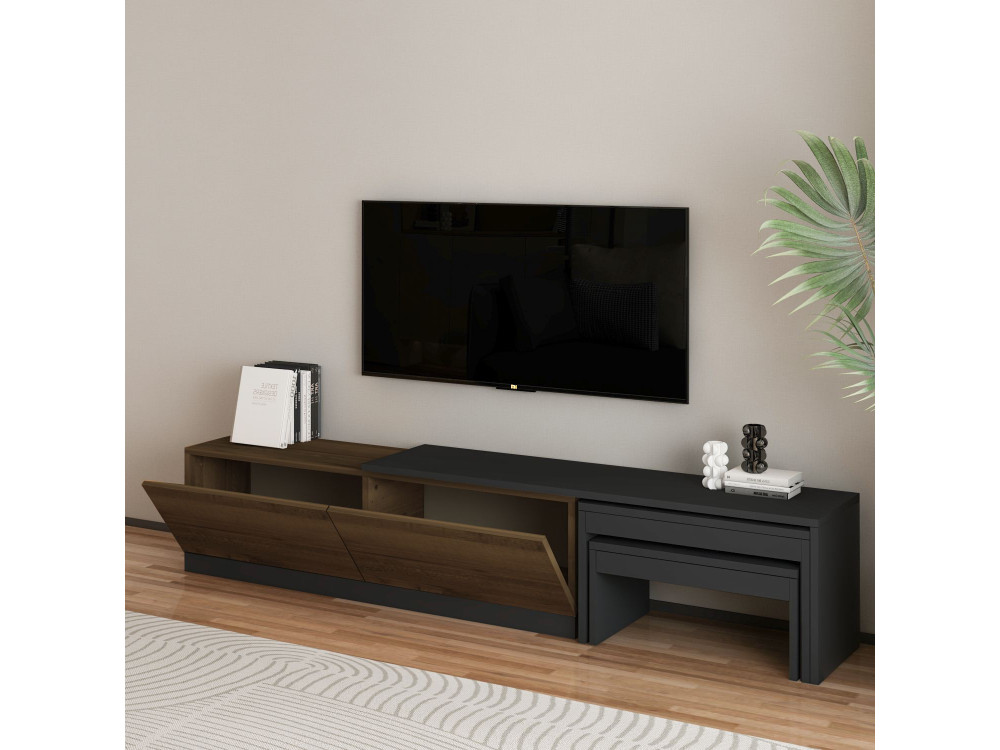 Soporte de TV de madera "Nest" - 180 x 30 x 36 cm - Marrón
