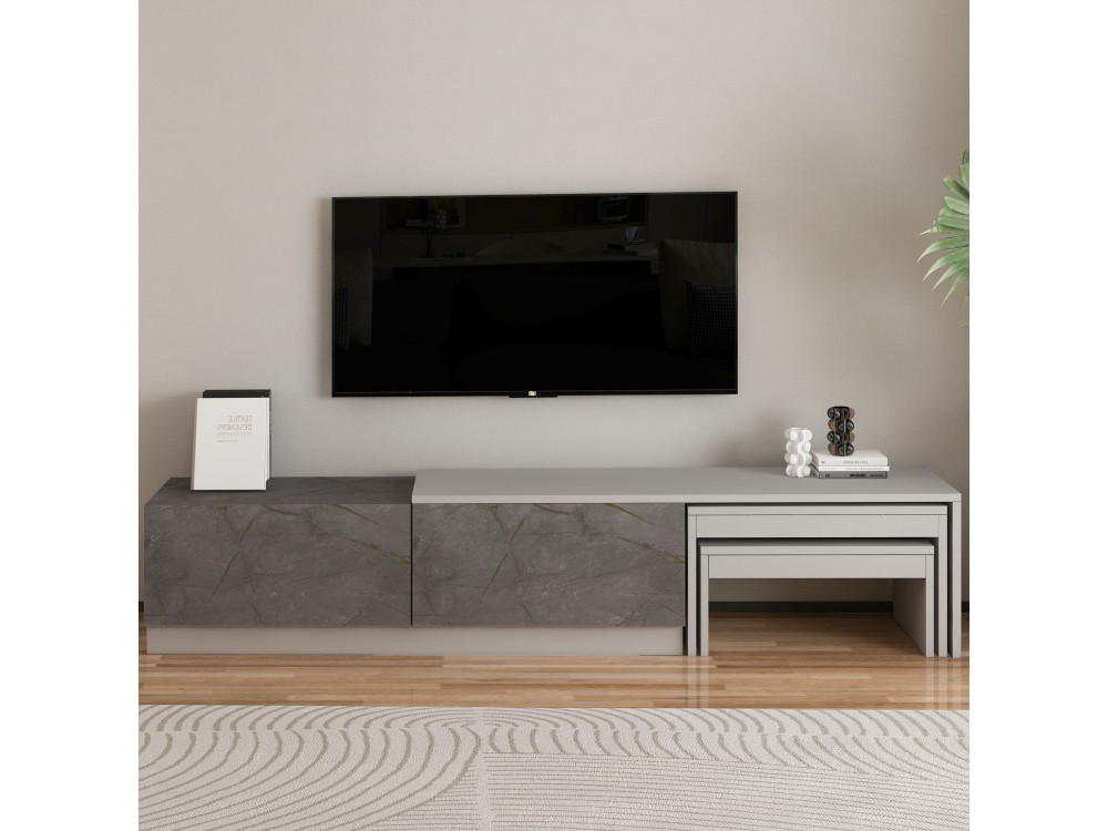 Soporte de TV de madera "Nest" - 180 x 30 x 36 cm - Gris