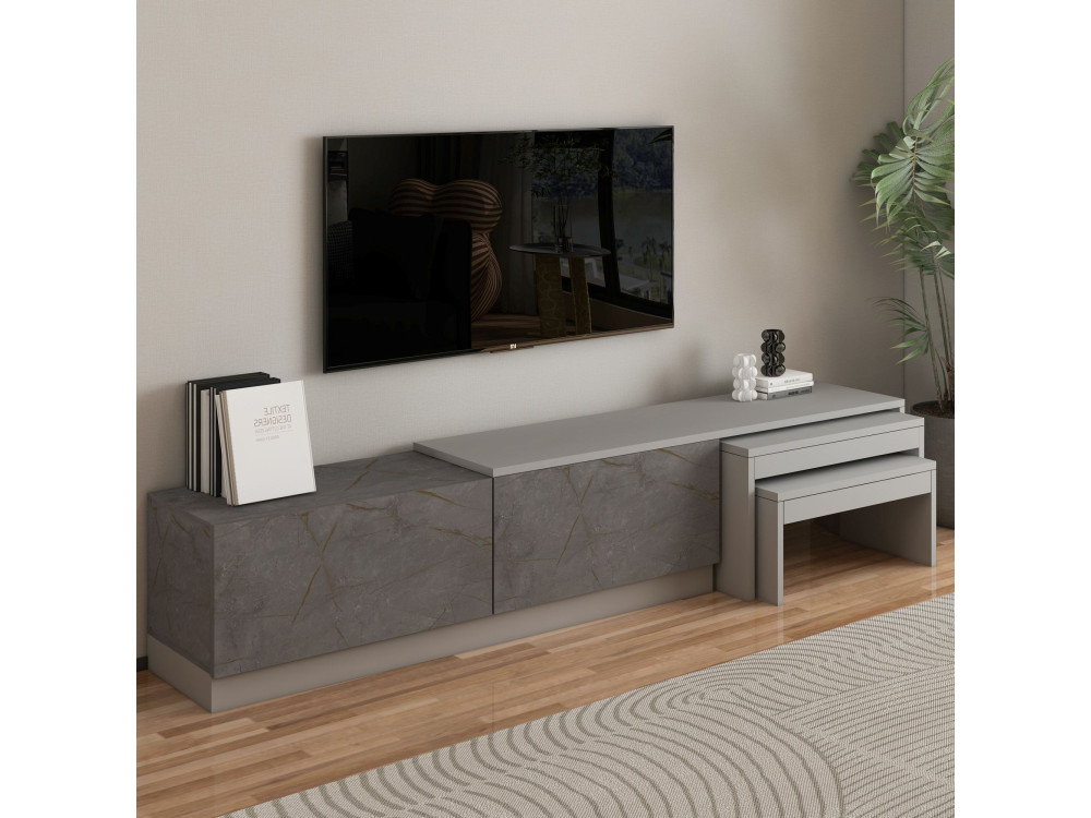 Soporte de TV de madera "Nest" - 180 x 30 x 36 cm - Gris
