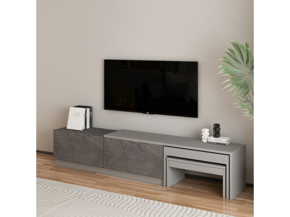 Soporte de TV de madera "Nest" - 180 x 30 x 36 cm - Gris