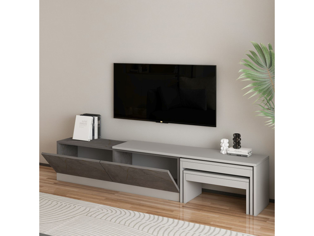 Soporte de TV de madera "Nest" - 180 x 30 x 36 cm - Gris