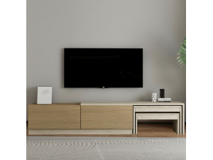 Soporte de TV de madera "Nest" - 180 x 30 x 36 cm - Beige